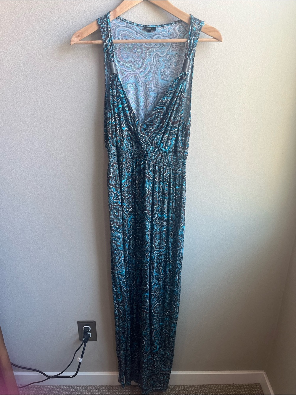 Lascana Teal Paisley V-Neck Maxi Dress EUC - Picture 4 of 9